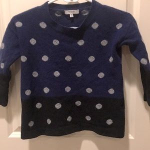 Madewell Merino Wool girls polka dot pullover Sweater blue black grey size XS
